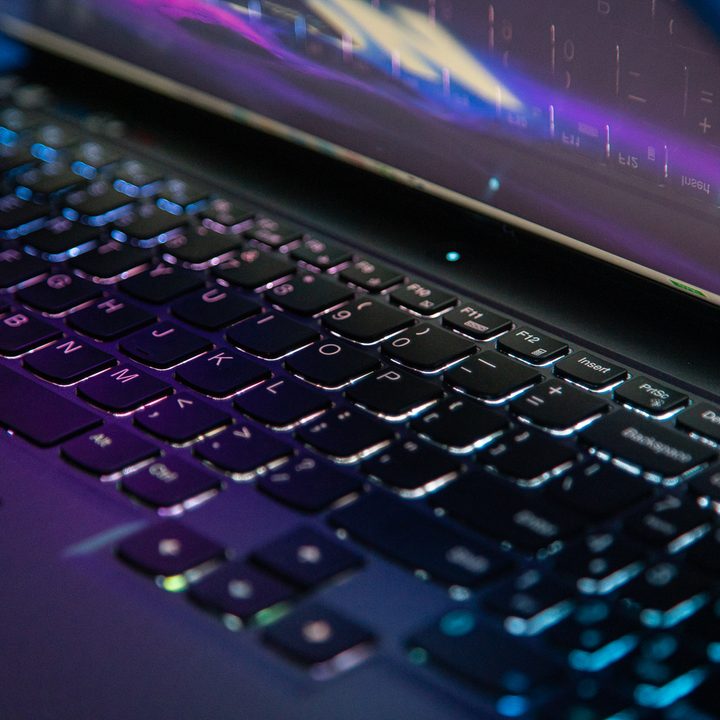 An RGB keyboard on a gaming laptop.