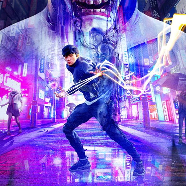Akito with KK and the neon colors of Tokyo and invading spirits.