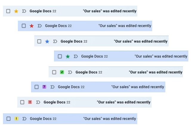 Emails with different stars in Gmail.