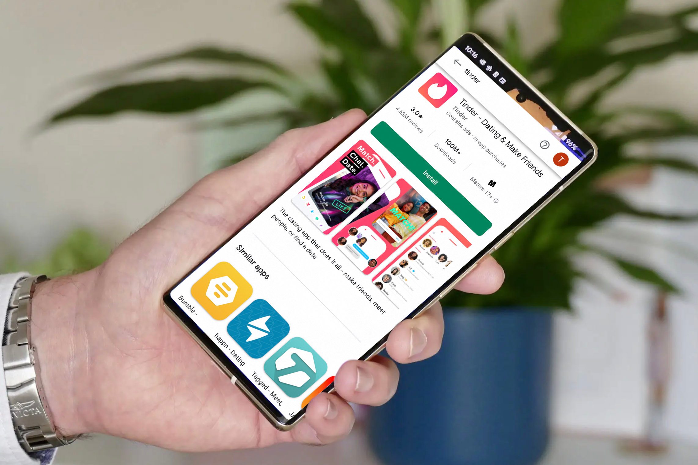 Tinder on the GooglePlay App Store.