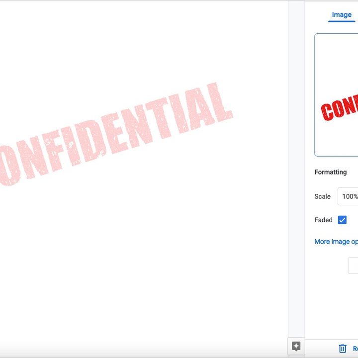 Image watermark in Google Docs.
