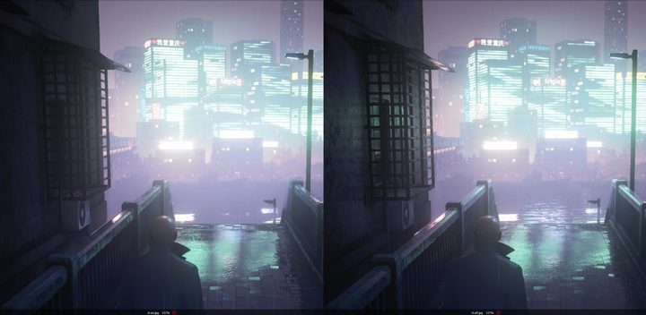 Ray tracing comparison in Hitman 3.