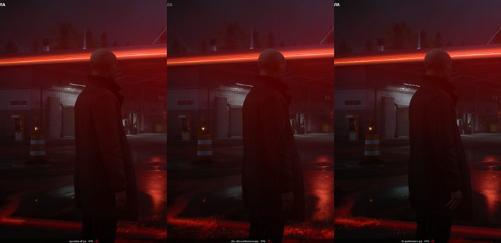 Upscaling comparison in Hitman 3.