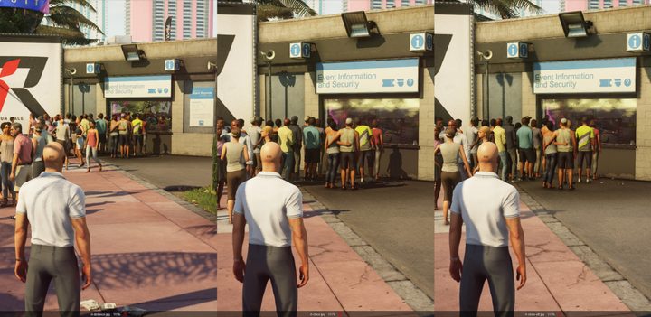 Reflection comparison in Hitman 3.