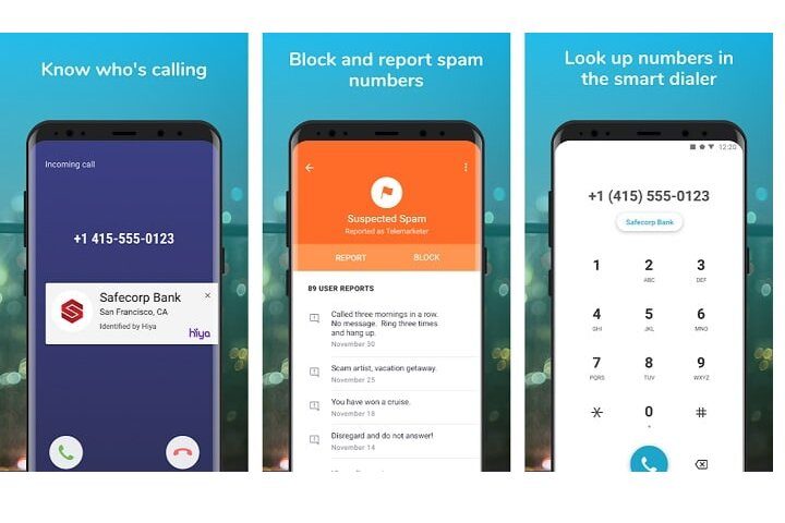 Hiya Caller ID and Block app.