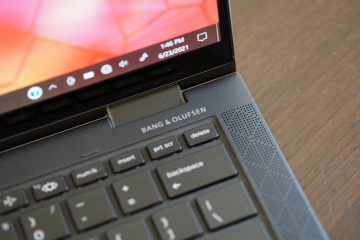 The speakers on the HP Dragonfly laptop.