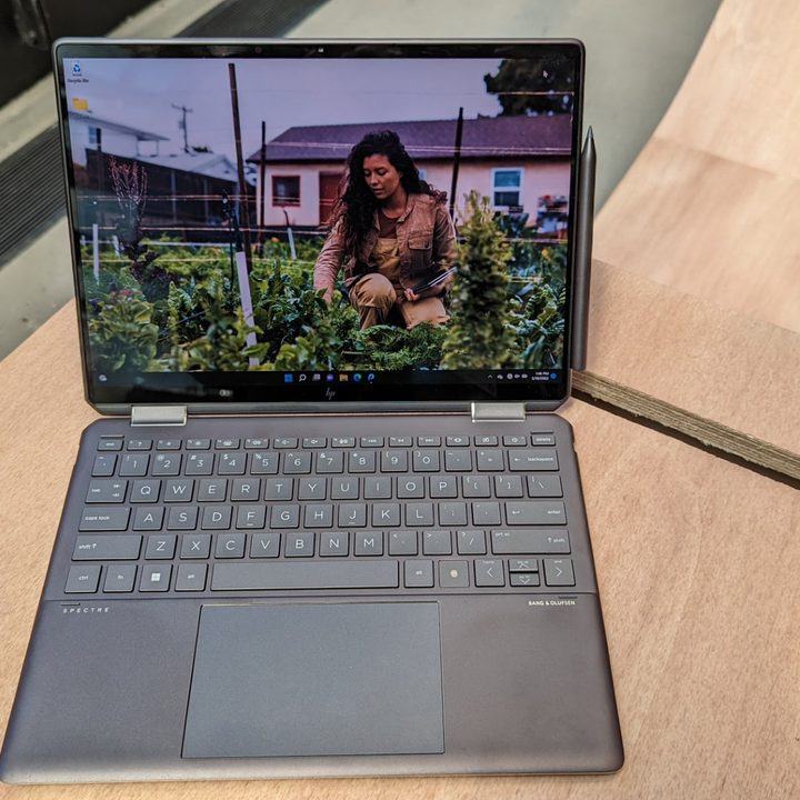 The new HP Spectre x360 13.5 sitting on a table.