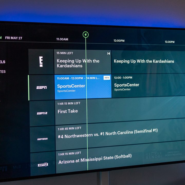 The Hulu Live TV guide.
