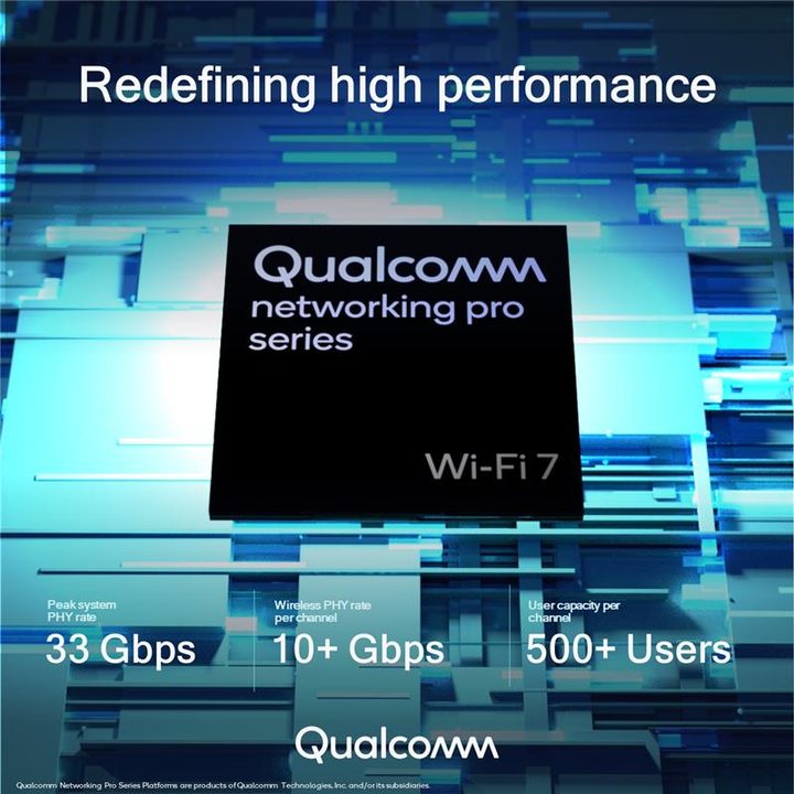 Qualcomm infographic showing top Wi-Fi 7 speeds.