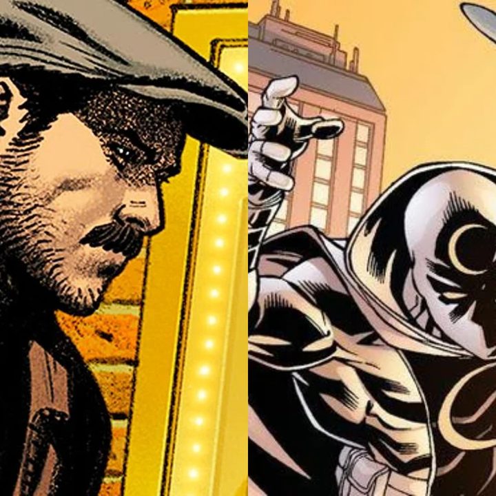 Split image of Jake Lockley and the Ultimate version of Moon Knight from the comics.