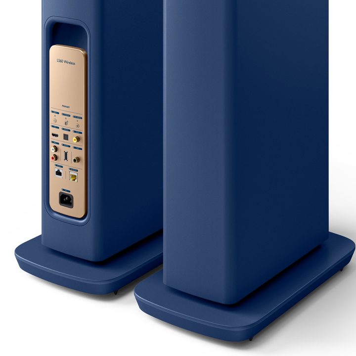 Close-up of the back of KEF LS60 Wireless Speakers.
