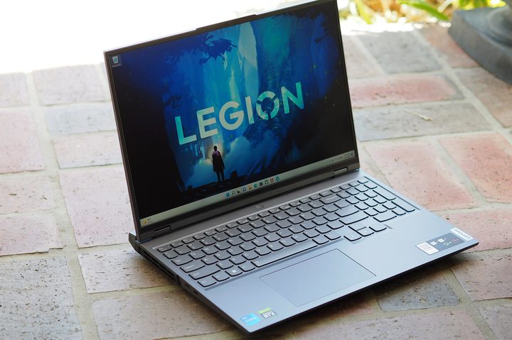 The Lenovo Legion 5i Pro sitting at an angle.