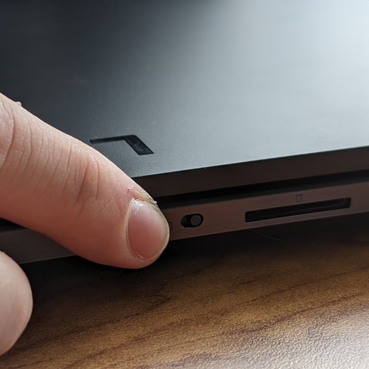 E-shutter switch on the Lenovo Legion Slim 7i.