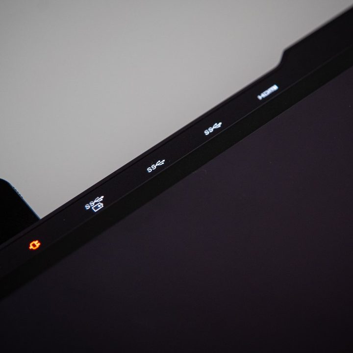 Lenovo Legion 7 rear ports lit up.