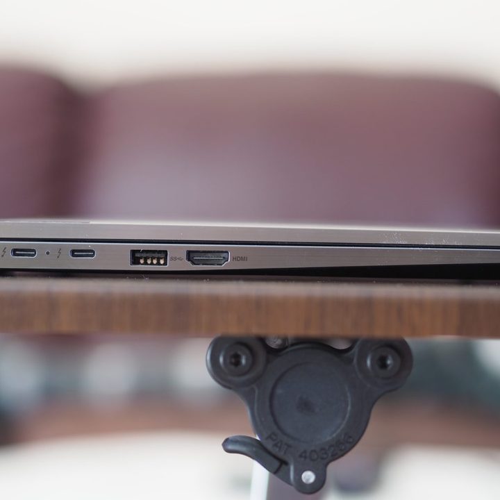 Lenovo ThinkPad X1 Yoga Gen 7 left side view showing ports.