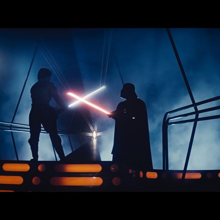 A Star Wars: The Cinematic Vision image featuring Darth Vader and Luke Skywalker.