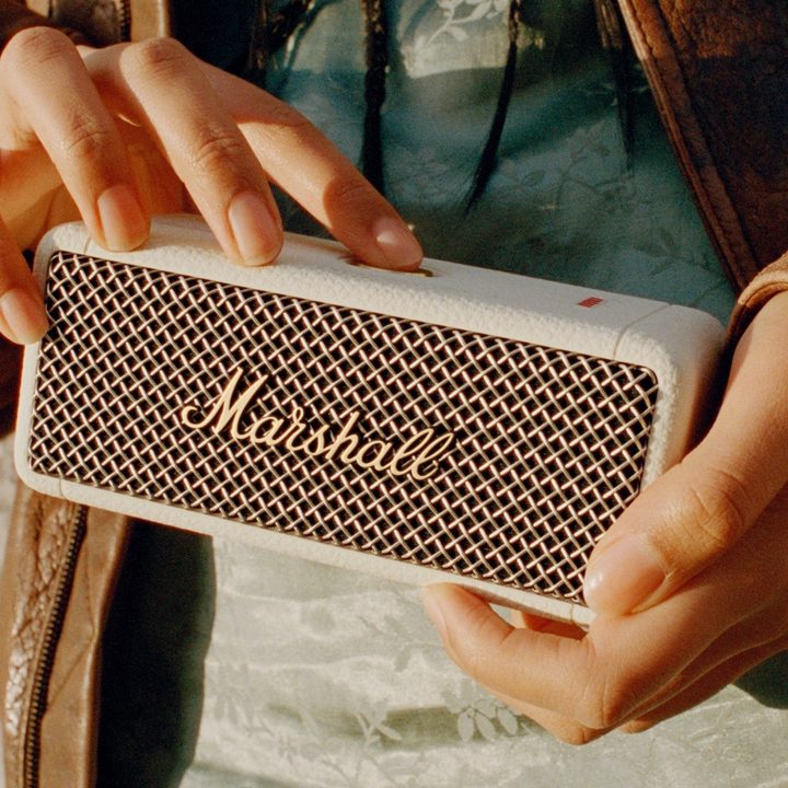 Marshall Emberton II Bluetooth speaker seen in Cream.