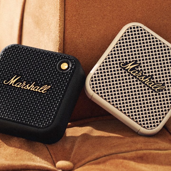 Marshall Willen Bluetooth speaker seen in black and cream colors.