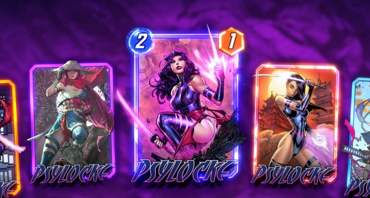 Marvel Snap Psylocke card variants.