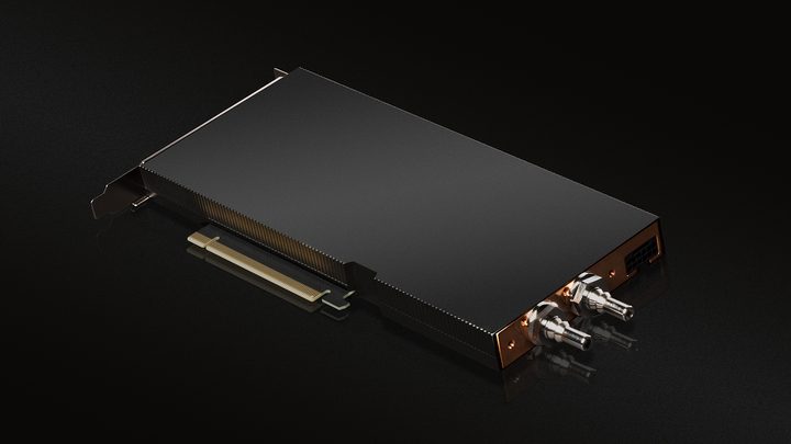 Nvidia A100 liquid-cooled data center GPU.