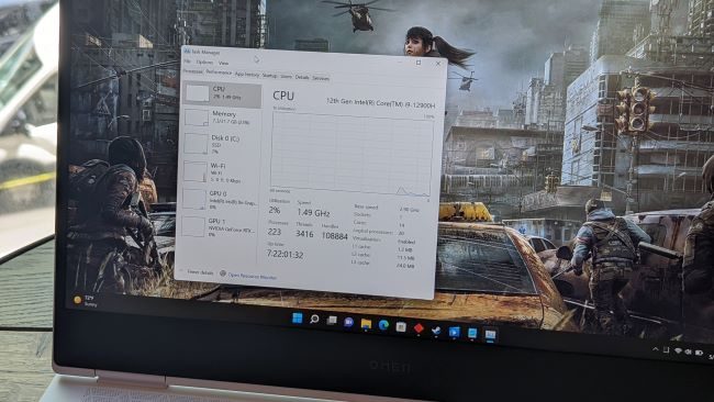 The screen of the HP Omen 16.