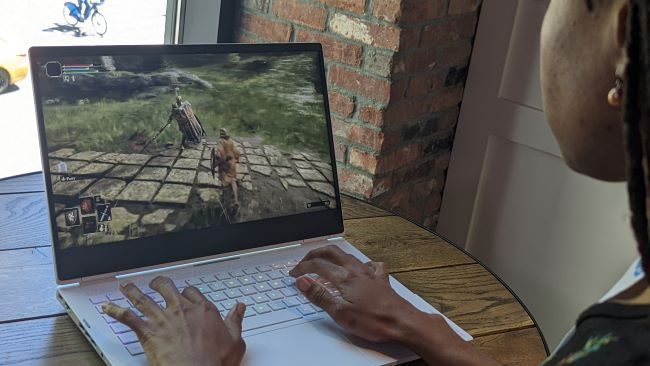 A game on the screen of the HP Omen 16.