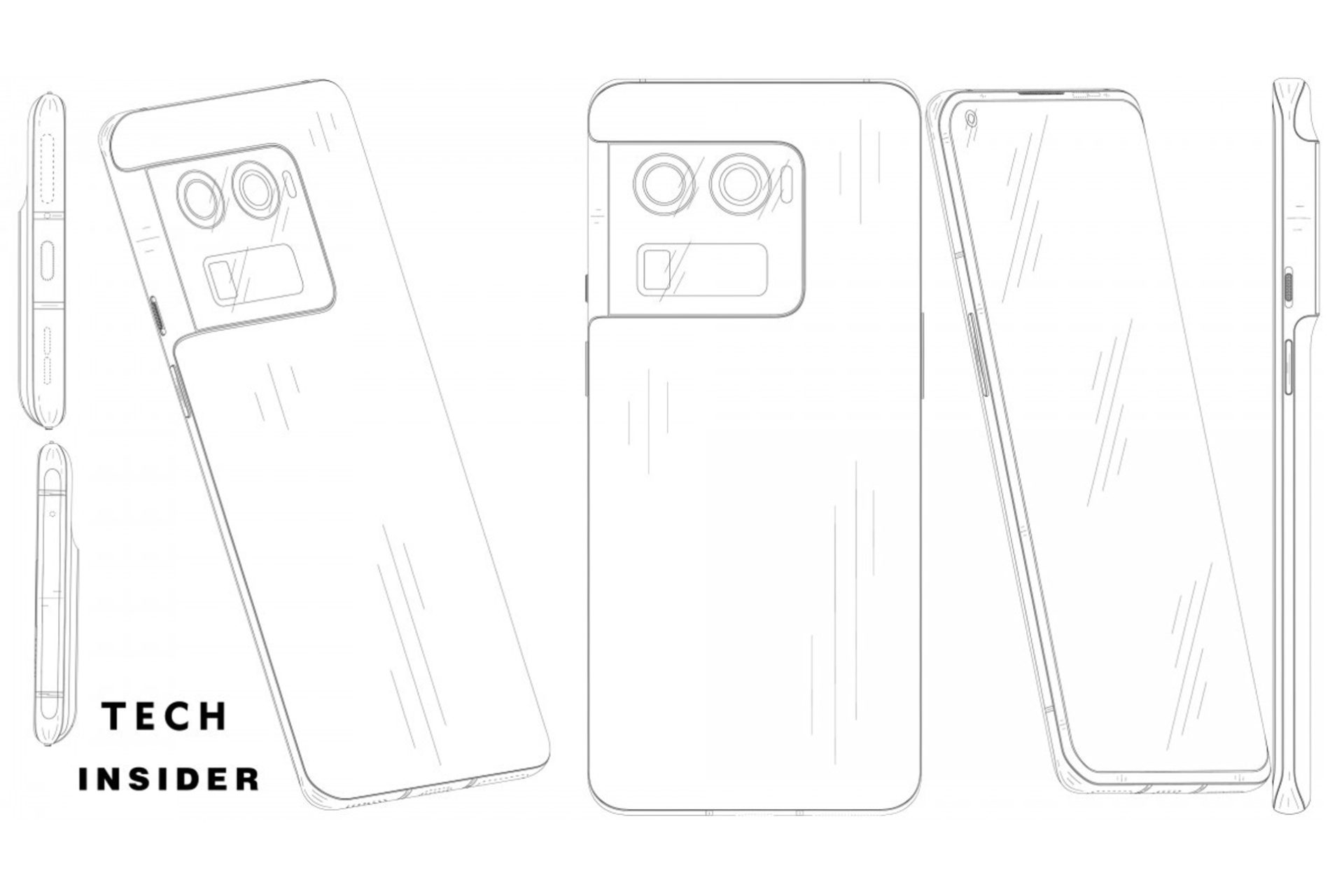 OnePlus 10 Ultra sketch on a white background.