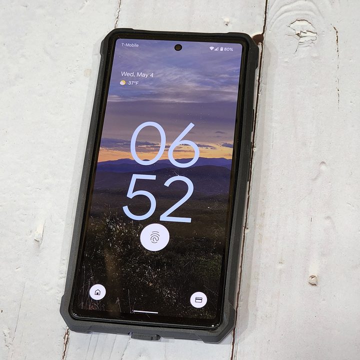 Pixel 6 inside a Pixel 6A case.