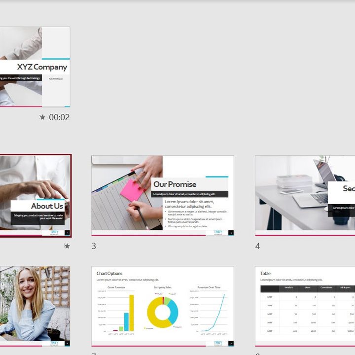 Sections expanded in a PowerPoint slideshow.