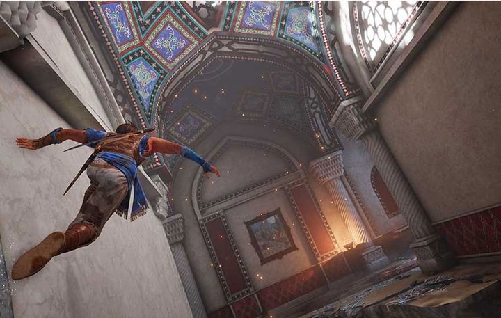 Main character from Prince of Persia running on a wall.