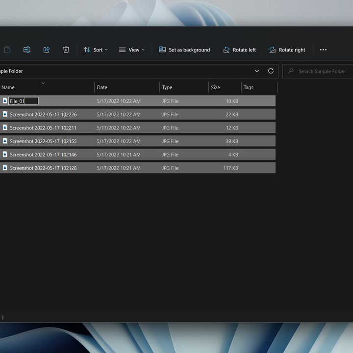 Renaming files in the Windows 11 File Explorer App.