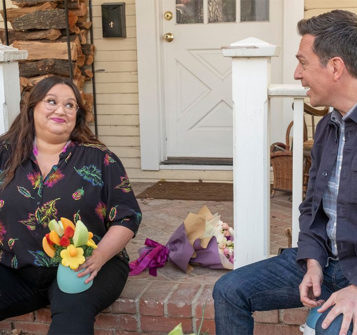 Jana Schmieding and Ed Helms in Rutherford Falls.