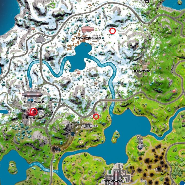 Map of stolen Seven supplies in Fortnite.