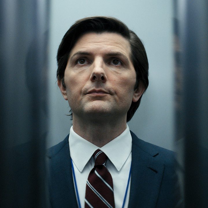 Mark going up the elevator at Lumon in Severance on Apple TV+.
