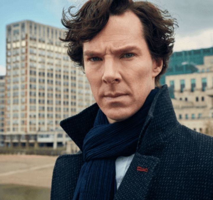 Benedict Cumberbatch as Sherlock Holmes in a promo photo for the BBC's Sherlock.