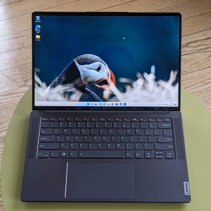 The Lenovo Slim 7i Pro on a table.