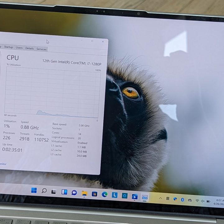 The Intel Chip on the Slim 9i laptop.
