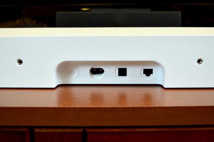 Close up of Sonos Ray rear ports.