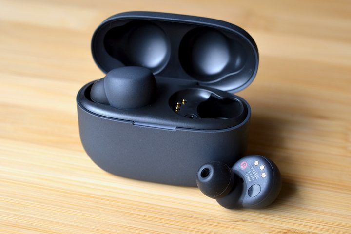 One Sony LinkBuds S in front of the case.