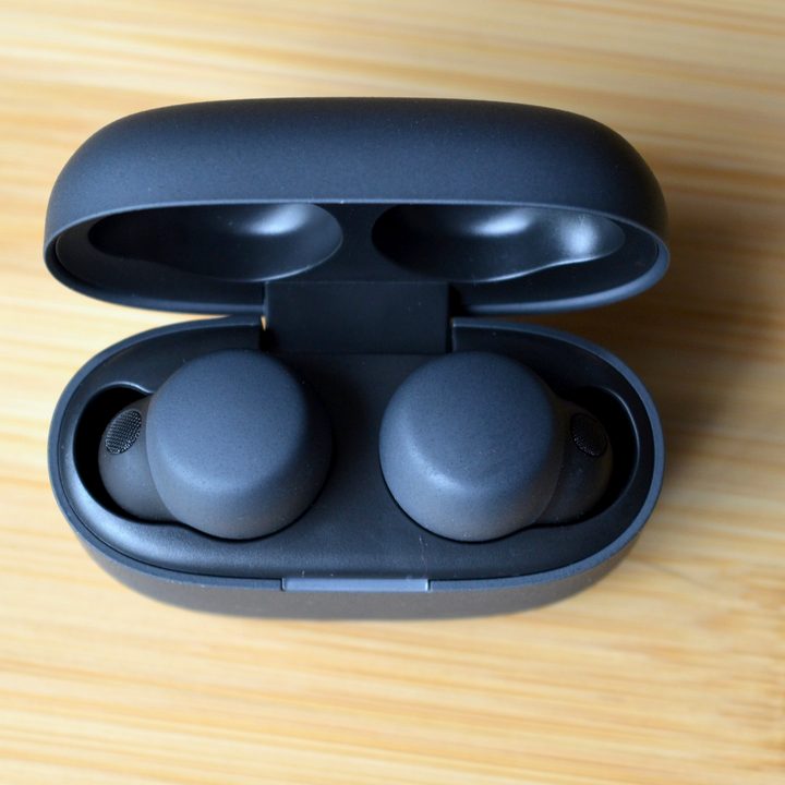 Sony LinkBuds S inside their case.
