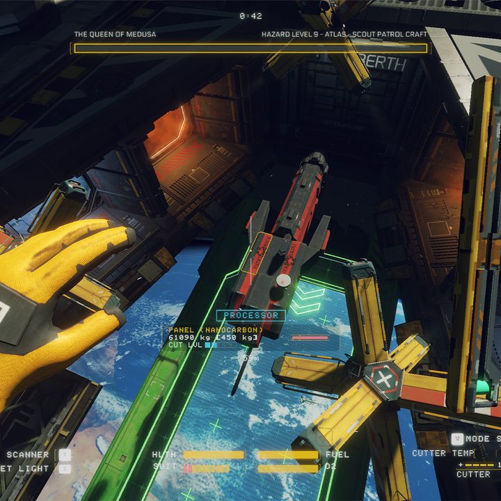 A shipbreaker salvages objects in Hardspace: Shipbreaker.