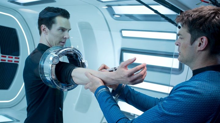 Benedict Cumberbatch and Karl Urban star in Star Trek into Darkness.