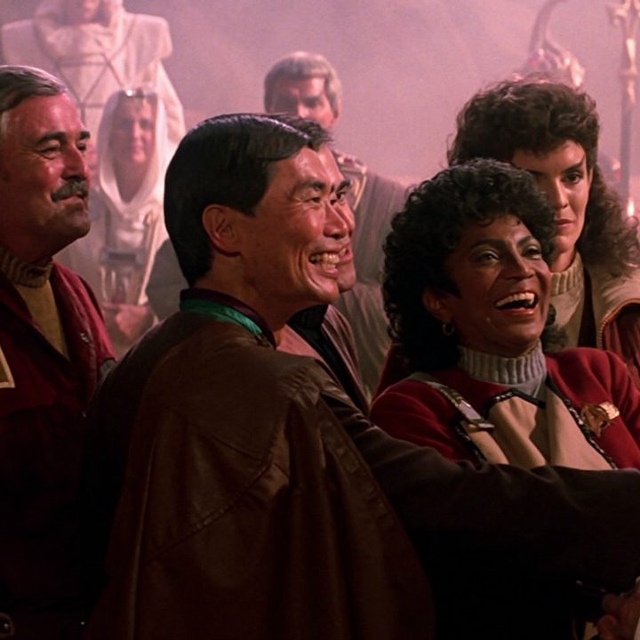 The cast assembles in Star Trek III: The Search for Spock.