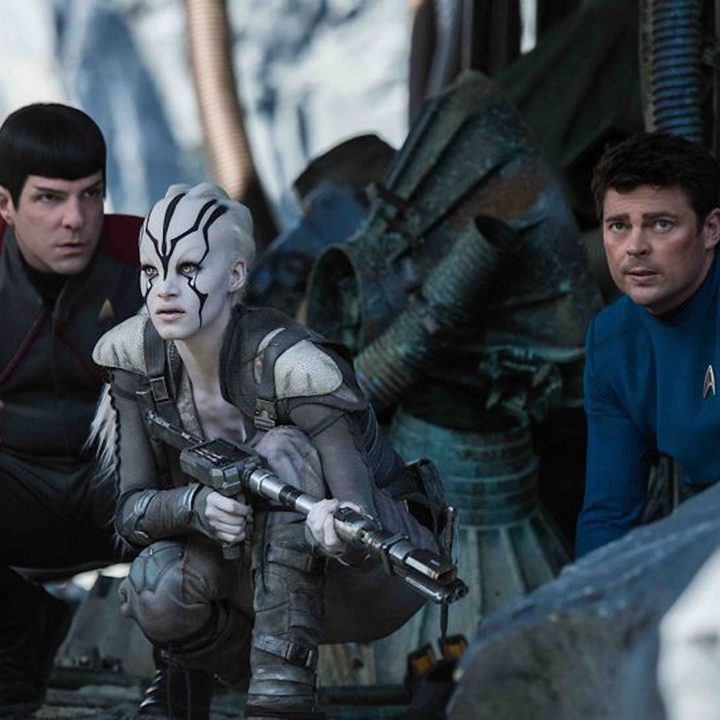 Zachary Quinto, Karl Urban, and Sofia Boutella star in Star Trek Beyond.