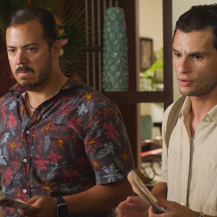 George and Carlos stand next to each other in a scene from The Garcias.
