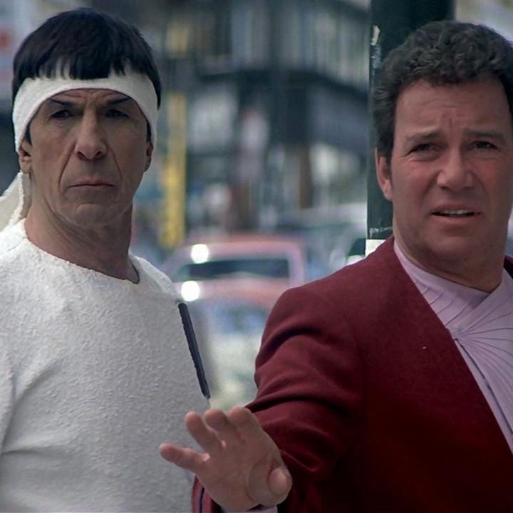 Leonard Nimoy and William Shatner star in Star Trek IV: The Voyage Home