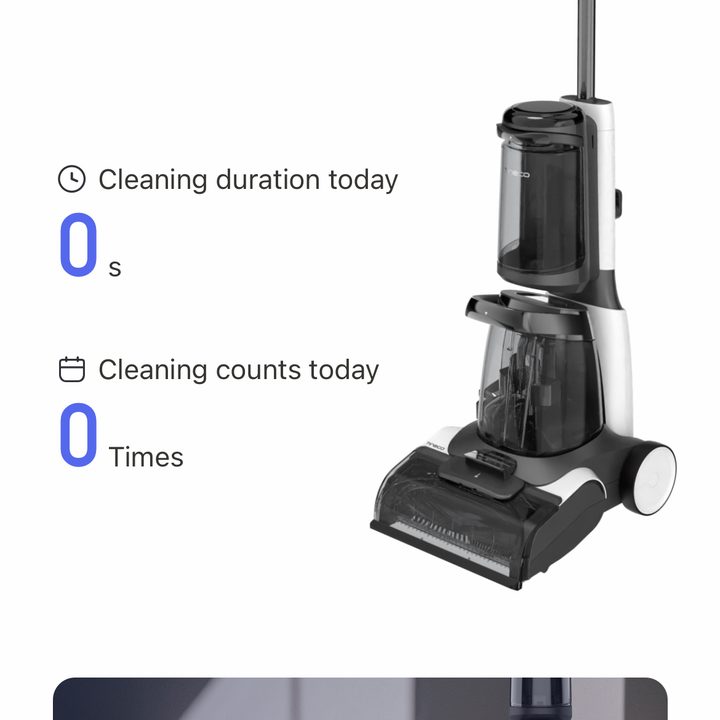 The Tineco App shows how often you've cleaned in the day.