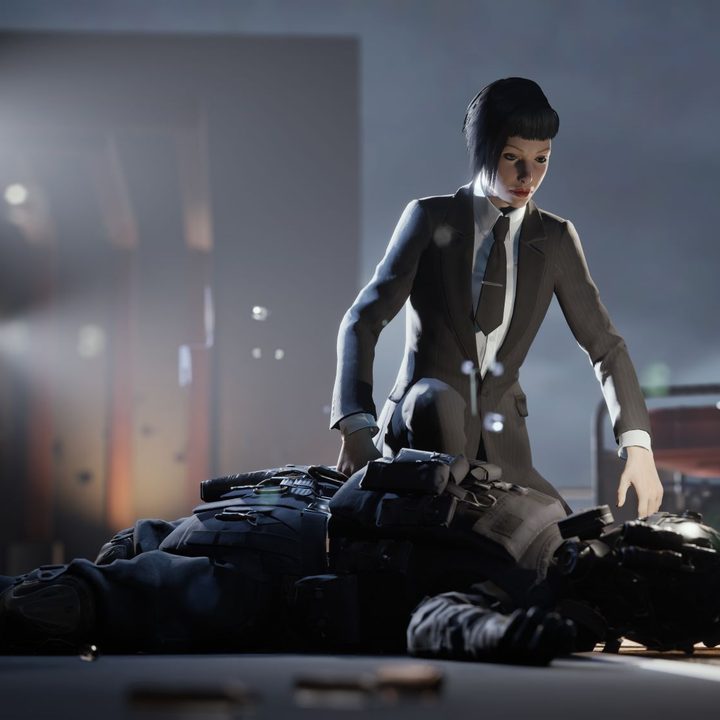 Leysha sits over a body in Vampire: The Masquerade - Swansong.
