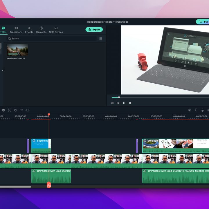 Editing a video in Filmora on MacOS.
