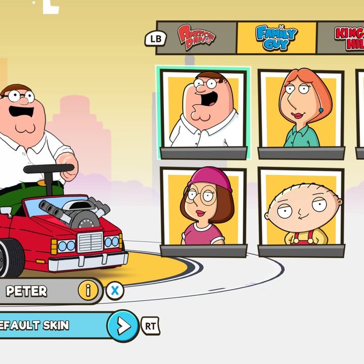 Peter Griffin sits in a kart in Warped Kart Racers.